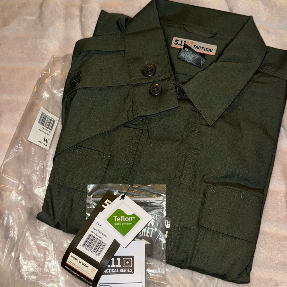 5.11 Tactical Tdu Green Long Sleeve Shirt Medium Military Police - Picture 2 of 11